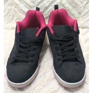 S4 DC Girls Skateboard Shoes- Court Graffik Size 6 Black and Pink